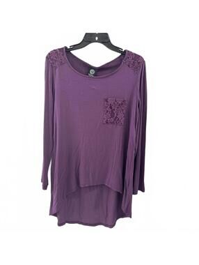 NWT Y2k Whimsy Bohemian Purple lace high-low tunic blouse- Size Medium